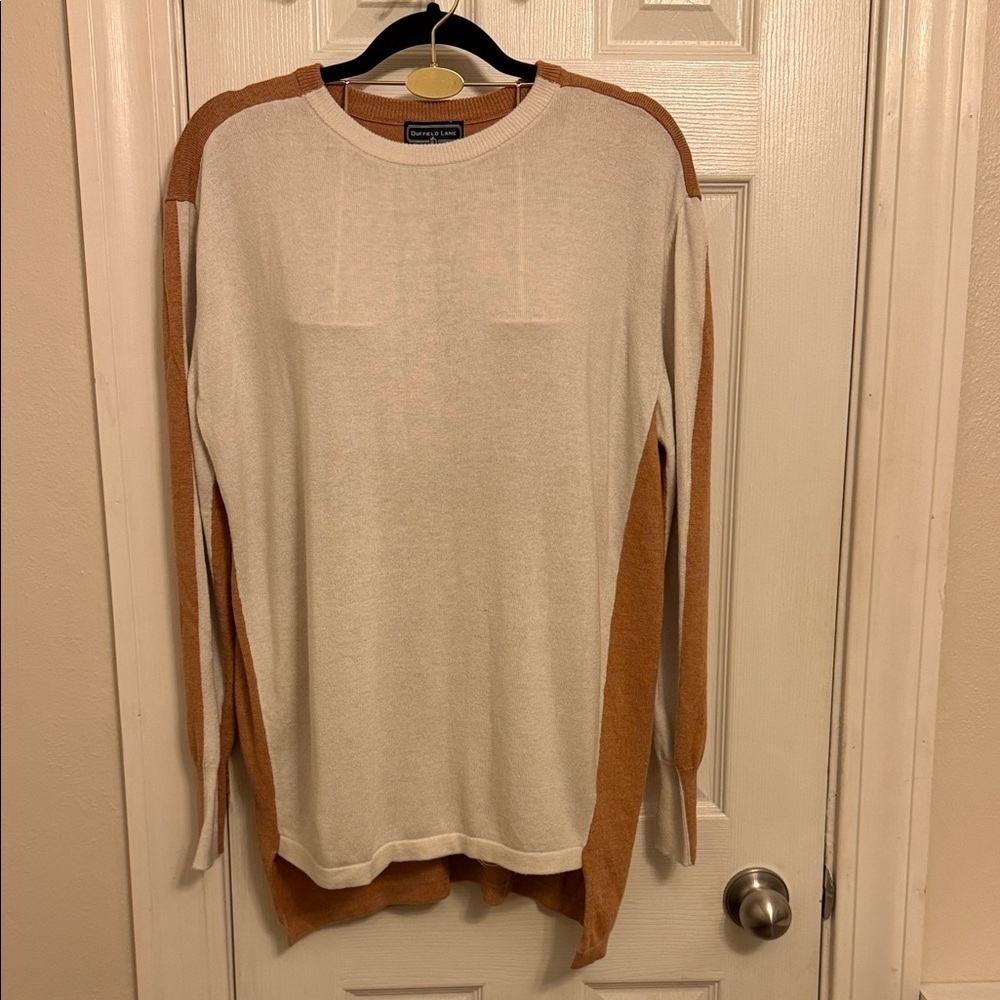 Duffield Lane Cream and Orange Sweater
